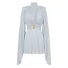 Elisabetta Franchi Soft Pleated Evening Dress In Blue