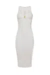 Elisabetta Franchi Fitted Midi Dress With Cut-out Details In White