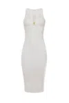 Elisabetta Franchi Fitted Midi Dress With Cut-out Details In White