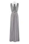 Elisabetta Franchi Red Carpet Lurex Jersey Dress With Belt In Blue