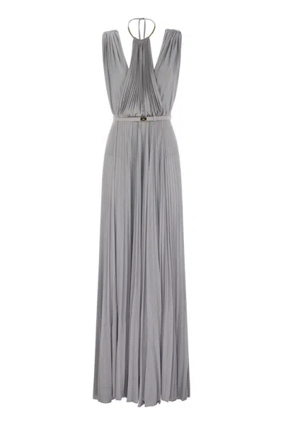 ELISABETTA FRANCHI ELISABETTA FRANCHI RED CARPET LUREX JERSEY DRESS WITH BELT