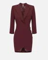 Elisabetta Franchi V-neck Crepe Mini Dress In Bordeaux