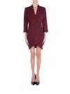 Elisabetta Franchi V-neck Crepe Mini Dress In Bordeaux Marroni
