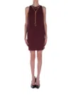 Elisabetta Franchi Embellished Crepe Boxy Mini Dress In Bordeaux Marroni
