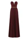 Elisabetta Franchi Pleated Lurex Jersey Red Carpet Dress With Belt In Red