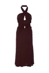 Elisabetta Franchi Ruffled Dress Embellished Detail In Brown