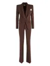 Elisabetta Franchi Structured Blazer And Flared Trousers Suit In Gold