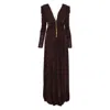 Elisabetta Franchi Red Carpet Dress In Lurex Jersey With Necklace In Brown