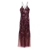 Elisabetta Franchi Sequin-embellished Maxi Dress In Brown