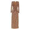 Elisabetta Franchi Sequin Embellished Maxi Dress V-neckline In Brown