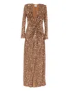 Elisabetta Franchi Sequin Embellished Maxi Dress V-neckline In Brown