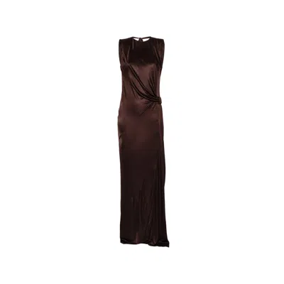 Elisabetta Franchi Open-back Maxi Dress In Brown