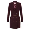 Elisabetta Franchi Midi Dress With Long Sleeves And Chain In Burgundy