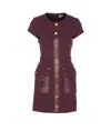 Elisabetta Franchi Merlot Dress With Faux Leather Inserts In Burgundy