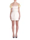 Elisabetta Franchi Short Black Dress With Rose-shaped Straps In Neutral