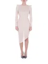 Elisabetta Franchi Sequin Embellished Asymmetric Midi Dress In Burro Bianco