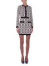 Elisabetta Franchi Chic Viscose Dress With Embellished Buttons In Burro Nero Bianco