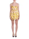 Elisabetta Franchi Printed Duchess Satin Doll Dress In Curry Marrone