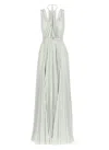 Elisabetta Franchi Red Carpet Dress Made Of Lurex Jersey Fabric With Belt In Green
