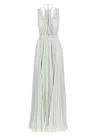 Elisabetta Franchi Red Carpet Dress Made Of Lurex Jersey Fabric With Belt In Green