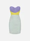 Elisabetta Franchi Draped Jersey Mini Dress In Iris/cedro/acqua