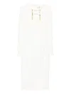 Elisabetta Franchi Fitted Mini Dress With Long Sleeves And Tassels In White
