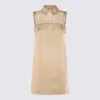 Elisabetta Franchi Embroidered Keyhole Back Sleeveless Dress In Brown