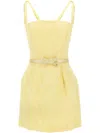 Elisabetta Franchi Fitted Mini Dress With Floral Texture In Lemonade