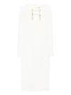 Elisabetta Franchi Fitted Mini Dress With Long Sleeves And Tassels In White
