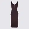 Elisabetta Franchi Fitted Midi Dress With Sweetheart Neckline In Brown