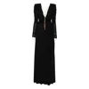 Elisabetta Franchi Chain Detail Pleated Dress With Ruched V-neckline In Multi