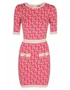 Elisabetta Franchi Red Monogram Pattern Minidress In Multicolor