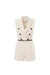 Elisabetta Franchi Tailored Jumpsuit With Decorative Buttons In Neutral