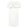 Elisabetta Franchi Bow-detail Off-shoulder Midi Dress In Neutral