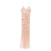 Elisabetta Franchi Sequin-embellished Sleeveless Maxi Dress In Pink