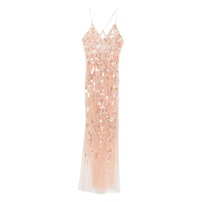 Elisabetta Franchi Sequin-embellished Sleeveless Maxi Dress In Pink