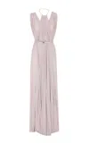 Elisabetta Franchi Red Carpet Dress Made Of Lurex Jersey Fabric With Belt In Purple