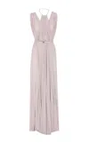 Elisabetta Franchi Red Carpet Dress Made Of Lurex Jersey Fabric With Belt In Purple