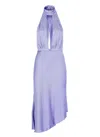 Elisabetta Franchi Satin Dress With Asymmetric Skirt In Purple
