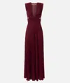 Elisabetta Franchi Burgundy Evening Dress With Deep V-neckbodice In Burgundy