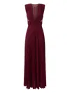 Elisabetta Franchi Burgundy Evening Dress With Deep V-neckbodice In Red