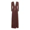 Elisabetta Franchi Red Carpet Dress In Lurex Jersey With Necklace In Brown