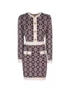 Elisabetta Franchi Logo-jacquard Long-sleeved Mini Dress In Red