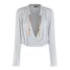 Elisabetta Franchi Draped Front Jumpsuit Gold Chain Detail In Gray