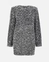 Elisabetta Franchi Steel Mini Dress With Sequins In Silver