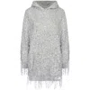 Elisabetta Franchi Sequin-embellished Hooded Mini Dress In Silver