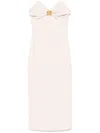 Elisabetta Franchi Midi Dress With Gold Metal Detail In White