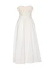 Elisabetta Franchi Roses Corset Floral Heart Midi Dress In White