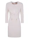 Elisabetta Franchi Zip-trimmed Pocket Midi Dress In White