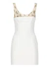 Elisabetta Franchi Beaded Crepe Mini Dress In White